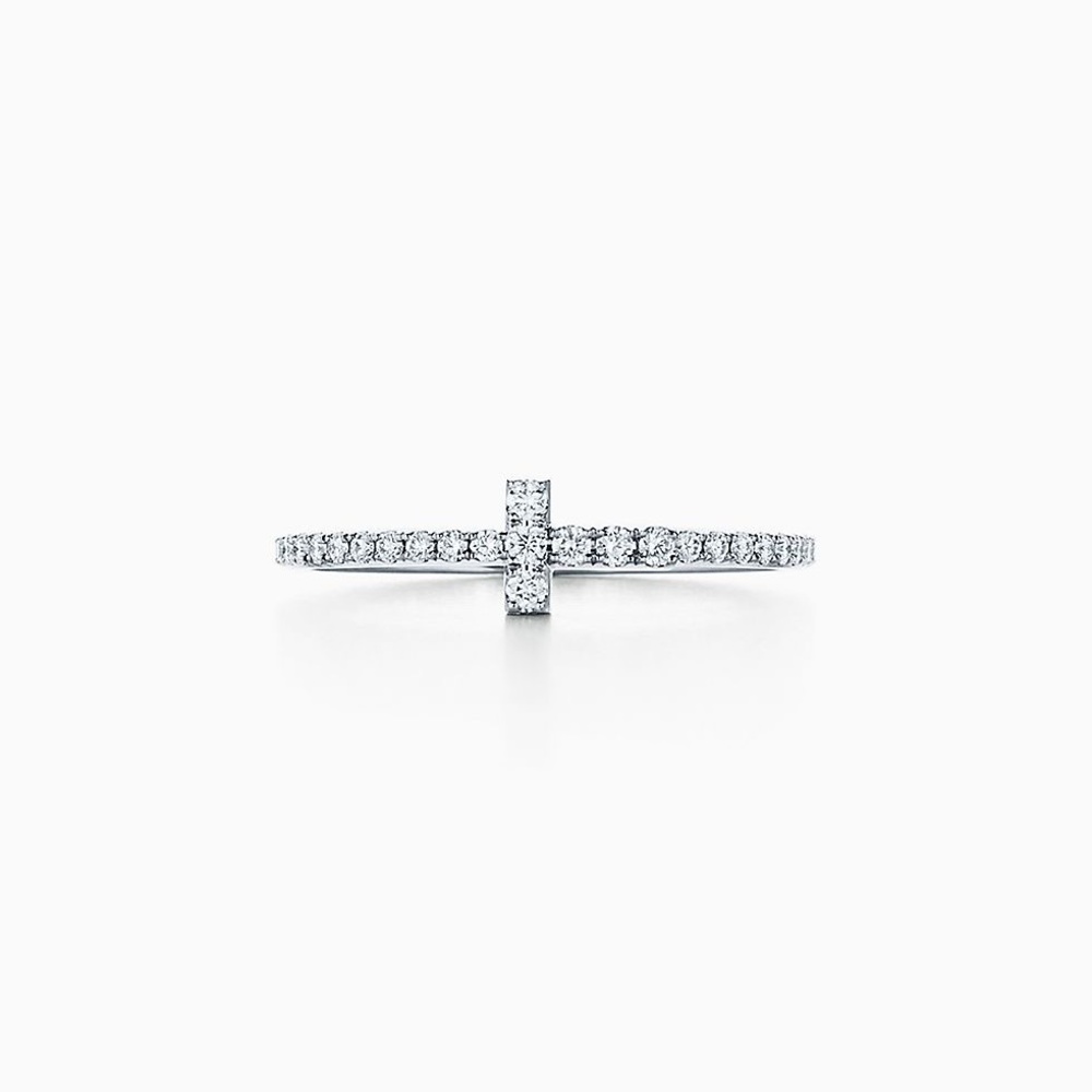 Tiffany T diamond wire band ring in 18k white gold